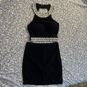 Navy Blue B Darlin Two-Piece Dress with Jewels